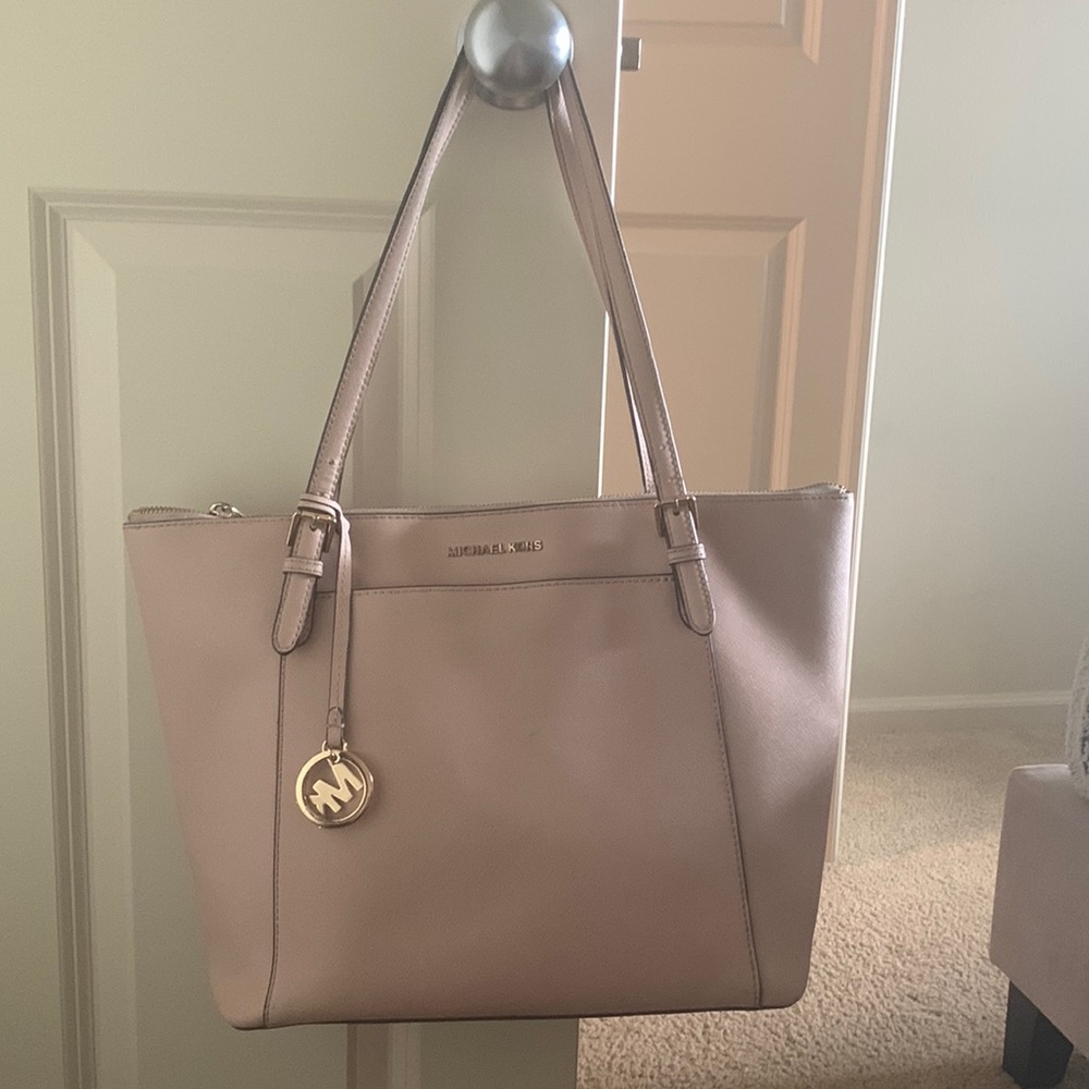 Blush nude jet set tote and wallet